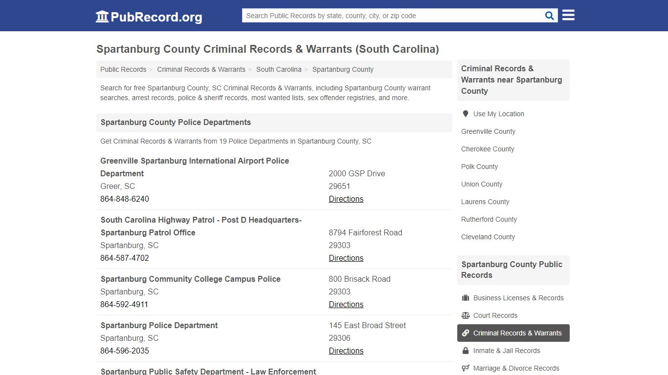 Spartanburg County Criminal Records & Warrants (South ...