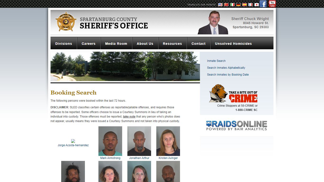 Booking Search - Spartanburg County Sheriff's Office